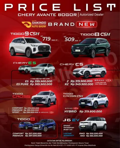 Pricelist Harga Chery rancasari 2025